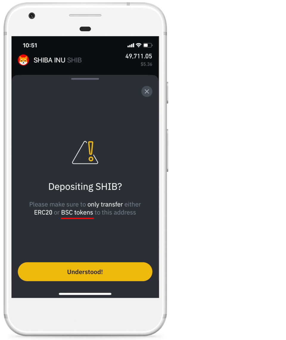 Make sure BSC Token is listed. Click Understood